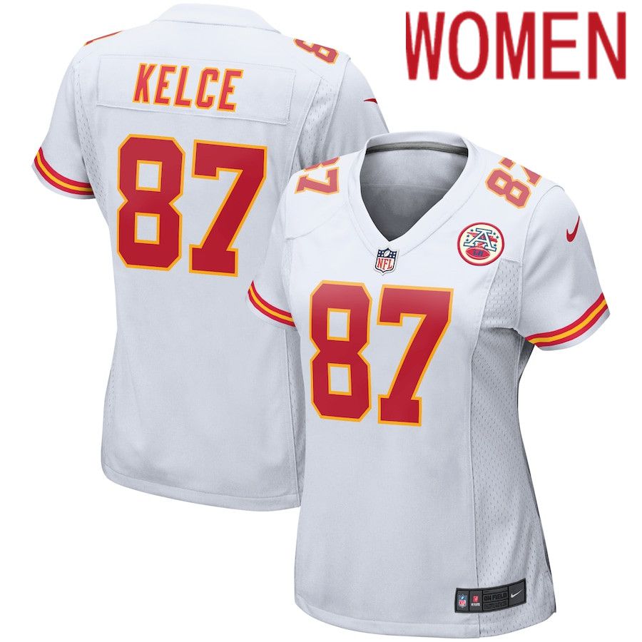 Women Kansas City Chiefs #87 Travis Kelce Nike White Player Game NFL Jersey->women nfl jersey->Women Jersey